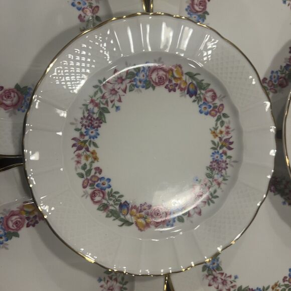 9 NINE Limoges France Bernardaud 7 3/8" salad plates BER57 Floral Garland MINT - Picture 6 of 10